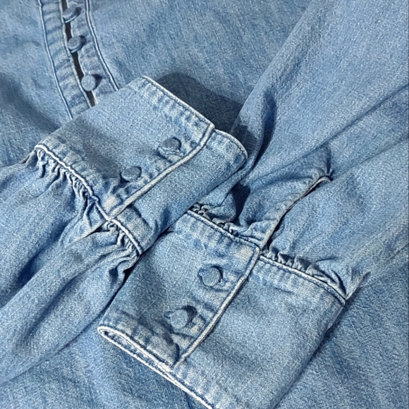 J Crew Denim Dress Size Medium Blue Jeans Long Sleeve 100% Cotton Lightweight - Picture 7 of 10